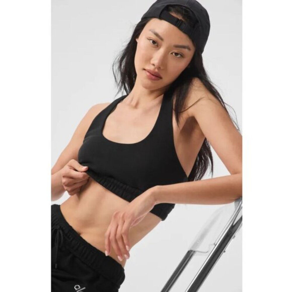 ALO YOGA Scoop Neck Sweatshirt Bra Black M